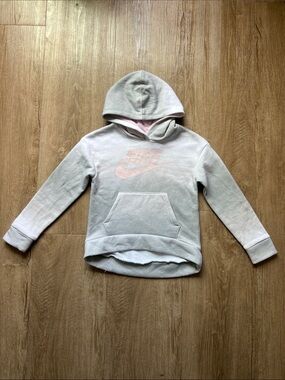 Nike Girls Pink & Gray Ombré Hooded Pullover Sweatshirt Size 6X